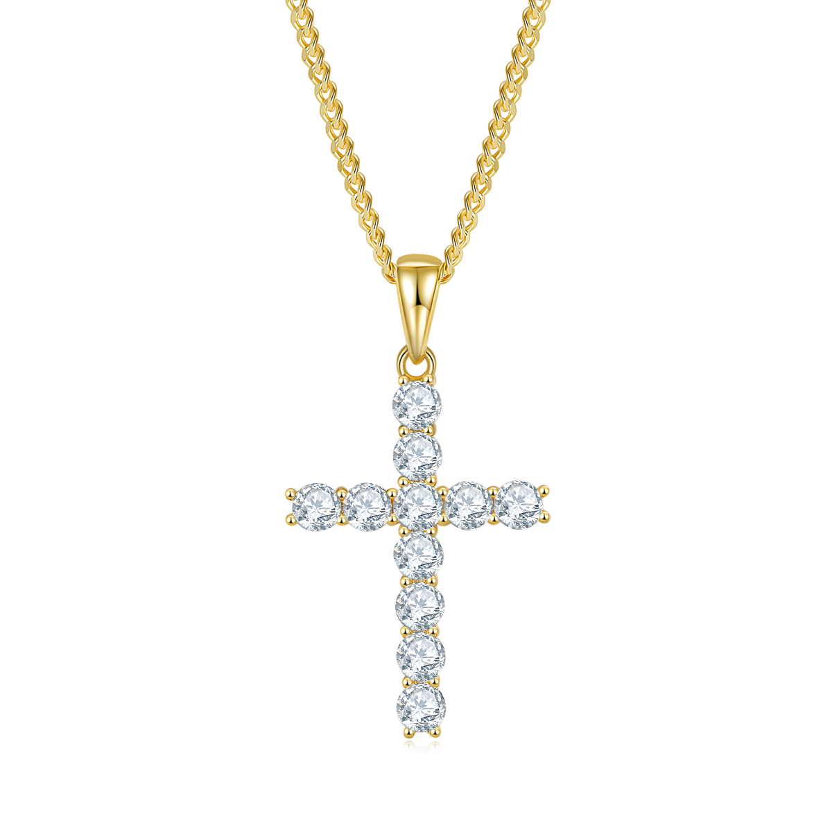 Classic Cross Necklace S925 Silver Pendant Moissanite 4.0mm D-Class